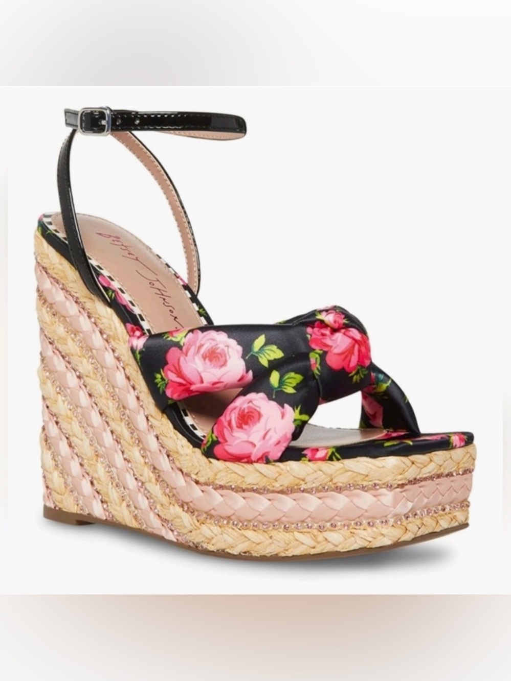 Betsey Johnson Pansie Wedges - Black Multi, Floral, Sequin